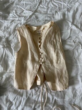 Women’s Cream Linen Button-Front Bustier